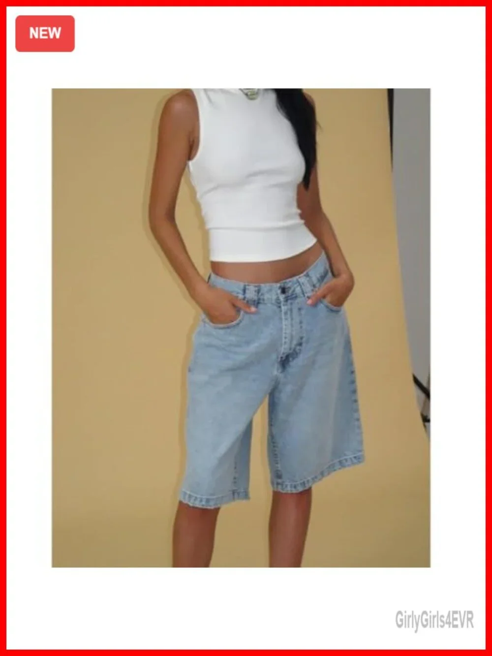 High Waisted Carpenter Denim Shorts with Pockets Y2K Trendy Summer Jorts